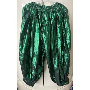 Women's Girl's Genie Harem Pants Size Small Emerald  Shiny Green Homemade